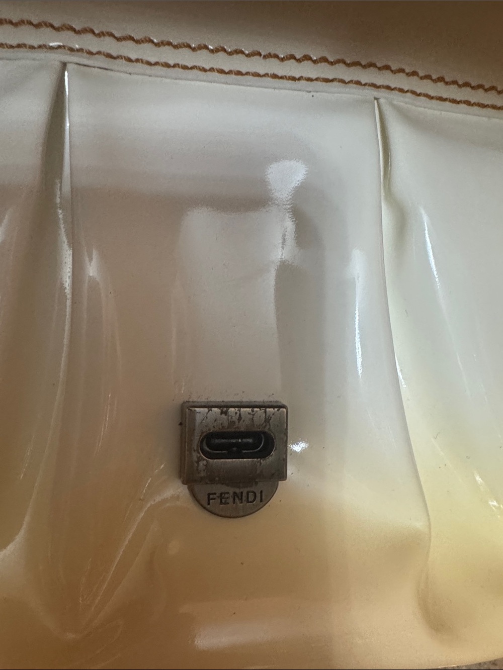 Authentic Vintage Fendi Cream Patent Leather Satchel - Women’s Bag - Picture 9 of 14